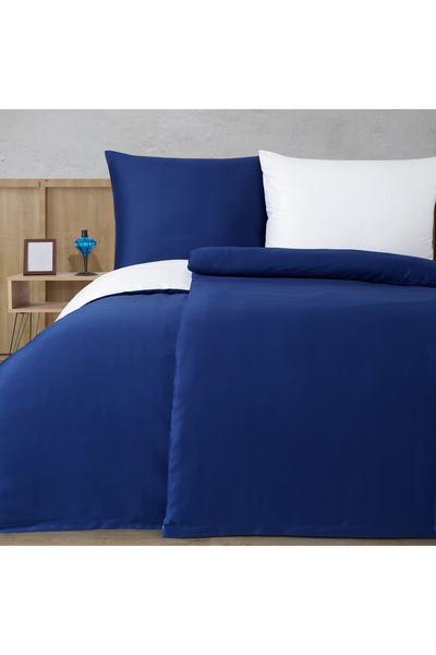 NazeninHome Satin 100% Cotton Double Duvet Cover Set Solid Color Royal - Cream