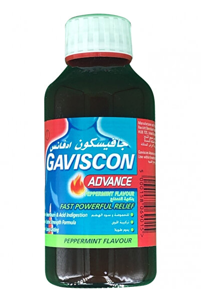 Gaviscon شراب النعناع المتطور المضاد للحموضة وتخفيف عسر الهضم، 300 مل