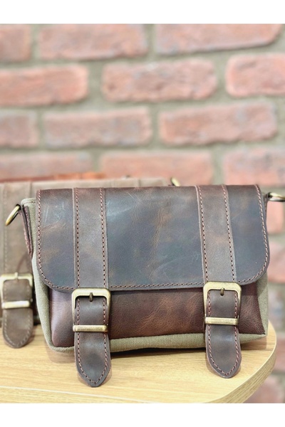 Önal kemer Hakiki deri ve kanvas postacı çantası unisex
