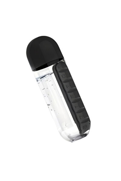 OEM 2 in 1 Water Bottle with Pill Organizer, 600 ml – 7 Compartments, Portable and Multifunctional,