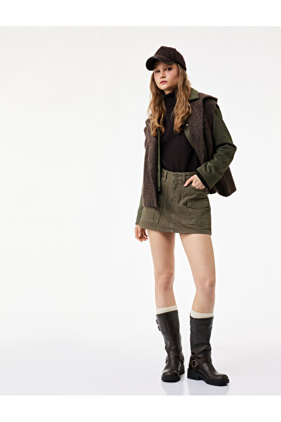 Koton Cotton A-Line Mini Skirt with Cargo Pocket Detail