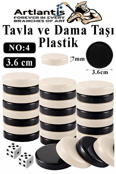 Artlantis Tavla Pulu Büyük Boy No:4 1 Paket Tavla ve Dama Taşı Plastik 3.6 cm...