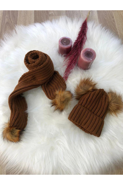 BİGÜMEX Girl's Beret Scarf Set Standard Size Compatible with 2/8 Years Old