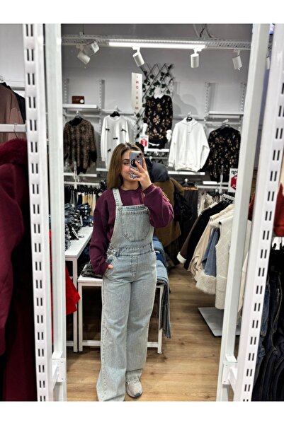 Oxion Denim Basic Salopet Tulum