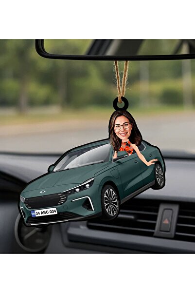 Bk Gift Kişiye Özel Kadın Urla Renk Togg Karikatürlü Ahşap Plakalı Araba Diki...