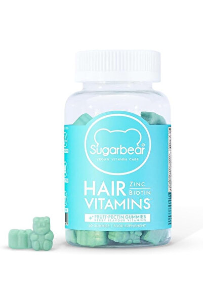 Others حلوى فيتامينات نباتية من شوغربير للشعر اللامع، حلال نباتي، 60 قطعة