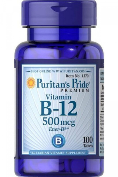 Puritan's Pride B 12 Vitamin Tablets 500Mcg, 100 Pieces