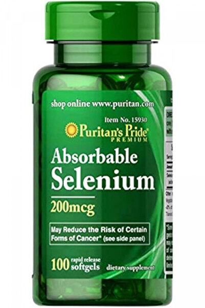 Puritan's Pride كبسولات جيلاتينية قابلة للامتصاص من السيلينيوم 200 ميكروغرام، عبوة من 100 كبسولة