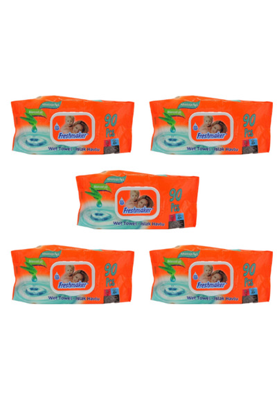 Freshmaker Islak havlu mendil - Bebekler için - 90 adet - 5 paket