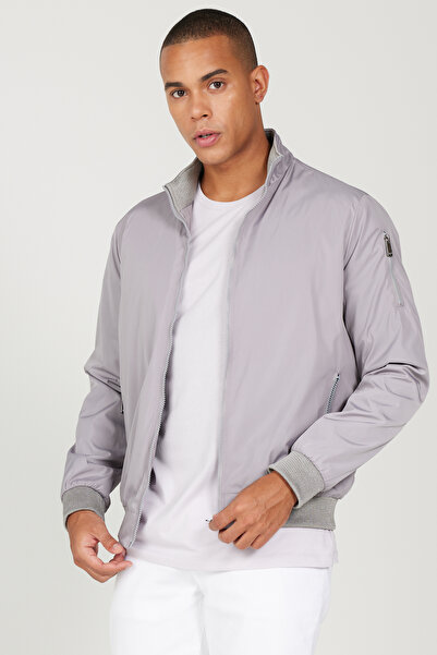 AC&Co / Altınyıldız Classics Gray Standard Fit Regular Cut Mock Neck Coat