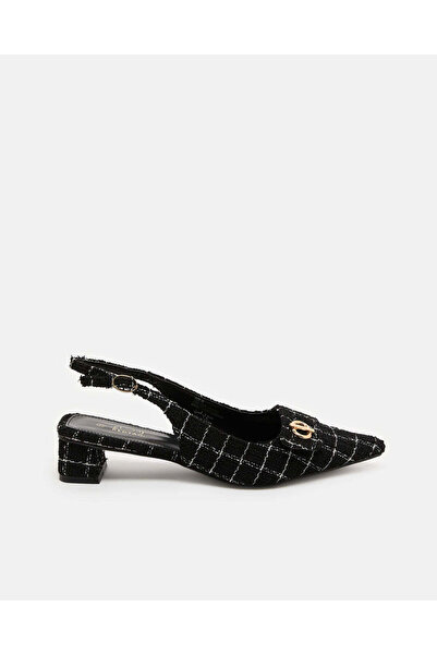 REDTAG Women Black Checkered Tweed Slingback