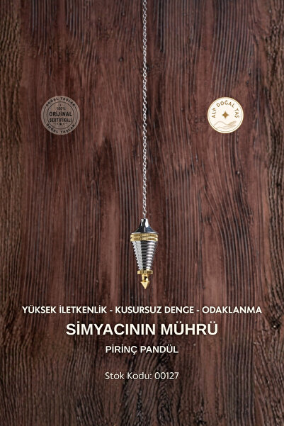 Alp Doğal Taş Sertifikalı Pirinç Pandül Simyacının Mührü