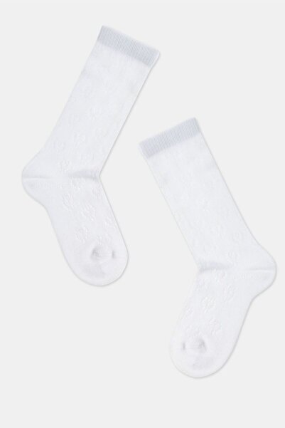 Conte Elegant Children's 3/4 long socks, fishnet with heart pattern, Conte Ki...