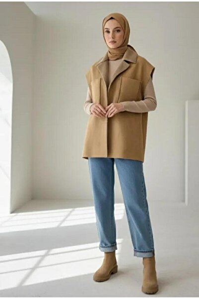 sebina içi kürklü süet yelek