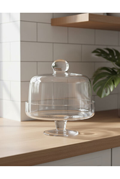 REDTAG Clear Glass Cake Stand With Dome