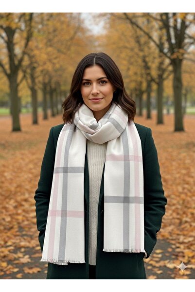 As Reyon Ekose Desenli Saçaklı Kadın Atkı