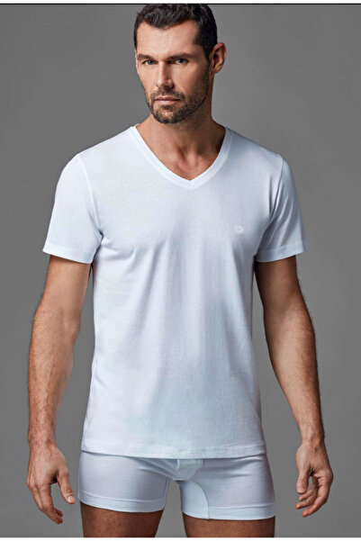 Dagi Men's White, V-Neck, Short Sleeve, 6-Pack Undershirts/T-Shirts