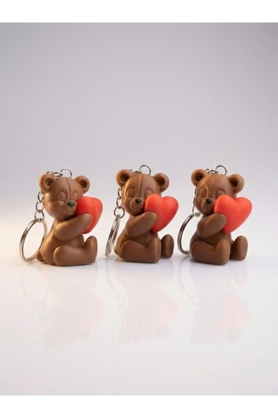 Babi Collection 3 Pieces Heart-Shaped Teddy Bear Keychain and Bag Ornament, V...