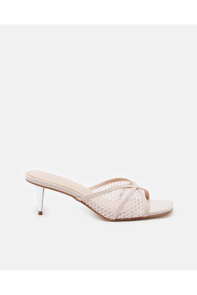 REDTAG حذاء نسائي بيج اللون من قماش شبكي مزخرف