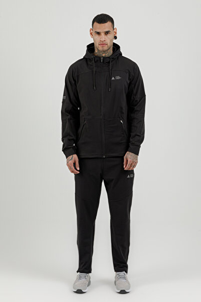 Airlife Sportswear Full Length Zippered Men's Hooded Tracksuit Set Black