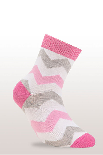 Conte Elegant Children's 1/2 Cotton Socks with Zig Zag Pattern, Esli 276 - Wh...