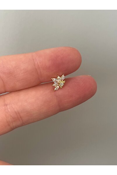 denizden silver Taşlı gümüş piercing
