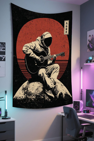 RUGRUMBA Gamer Wall Cloth, Playstation Xbox – Space Themed, High-Quality Fabric, Tapestry Wall Carpet