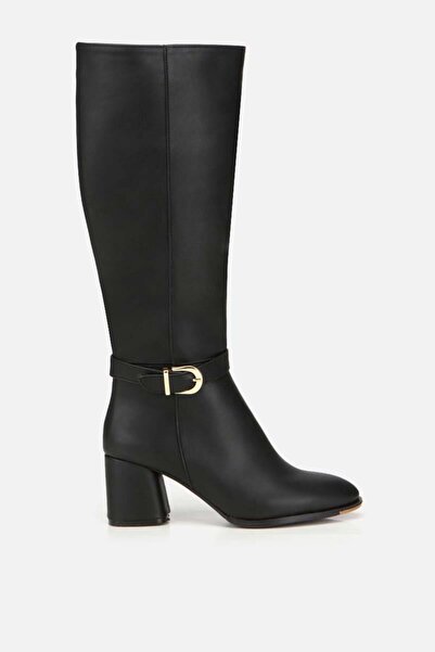 Yaya by Hotiç Kadın Siyah Kemer Detaylı Topuklu Çizme