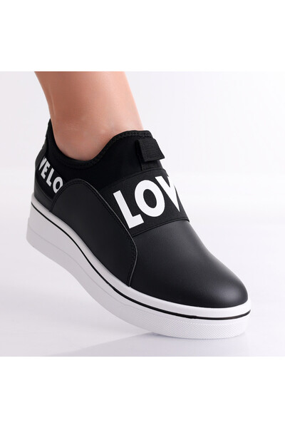 Botinelli Teniși negri cu platformă pentru femei, din piele Marla, mărimea 38