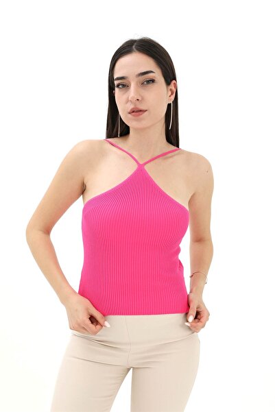 VELİZADE Γυναικεία μπλούζα με λουράκι στο λαιμό, ελαστική και εφαρμοστή, με μ...