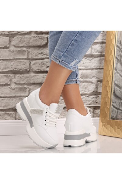 Botinelli Teniși albi cu platformă pentru femei, din piele Atola, mărimea 39