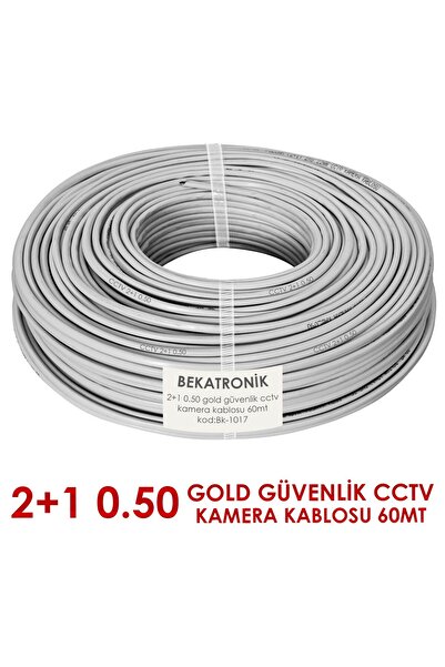 BekaTronik Güvenlik Kamera Kablosu 2+1 0.50mm Bakır Gold CCTV 60 Metre İç Mekan