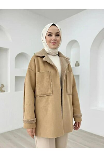 sebina dışı süet içi kürklü cepli mont