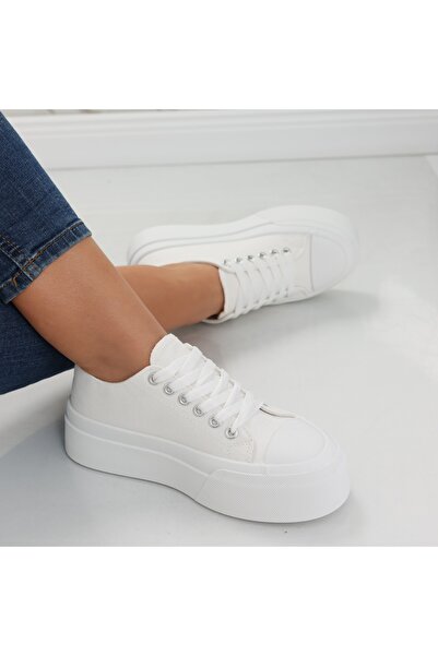 Botinelli Teniși albi din material textil pentru femei Carrie, 38