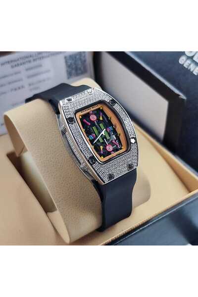 RICHARD MILLE ساعة ريتشارد ميل نسائية مرصعة – سوار سيليكون