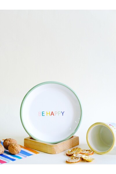 Elifle Enamel Plate 16cm Be Happy Pattern