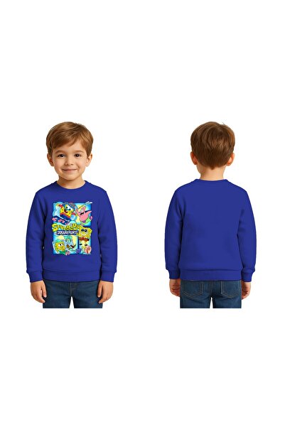 SEDİRLİ سويت شيرت سبونج بوب مطبوع للأطفال للجنسين، 3 خيوط، مزخرف