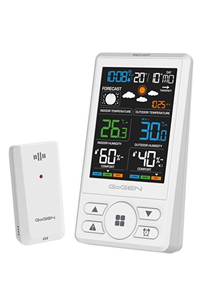 Gogen Weather station with animated forecast ME 1250W, color LCD, external wireless sensor, white
