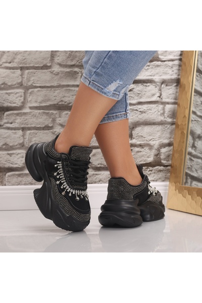 Botinelli Women's Black/Silver Javana Textile Sneakers, 37