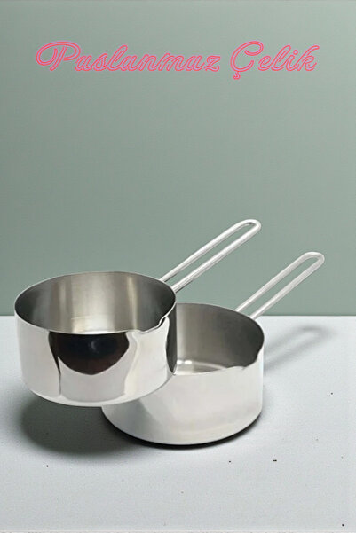 Evse Mutfak Sanatı 2 Li Paslanmaz Çelik Kaçerola Sosluk Sütlük Seti 14 - 16 CM
