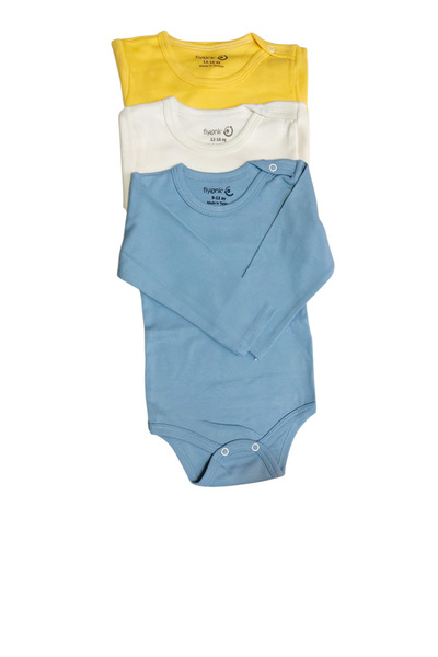 NURTOPU Baby Boy Bodysuit Set of 3 with Snap Fasteners, 100% Cotton Fabric, F...