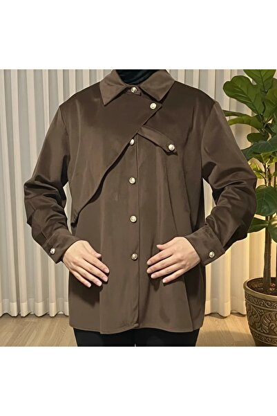 Elikra RÜZGARLIK DETAYLI KADİFE GÖMLEK