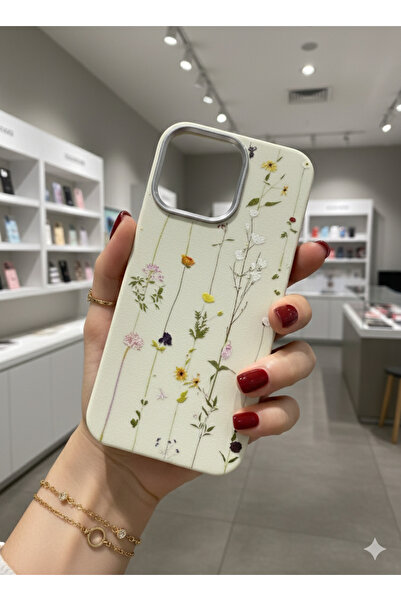 OVADA İPhone 13 PRO Uyumlu Kamera Koruma Çıkıntılı Sarmaşık Çiçek Desenli Sil...