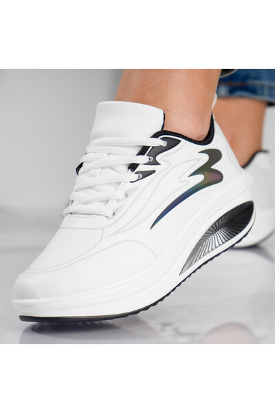 Botinelli Pantofi sport albi pentru femei din piele ecologică Alaska, mărimea 36