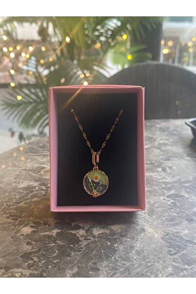 staınless steel Kadın Gold AŞK ÇİÇEĞİ Zincir Kolye – Paslanmaz Çelik – Günlük...