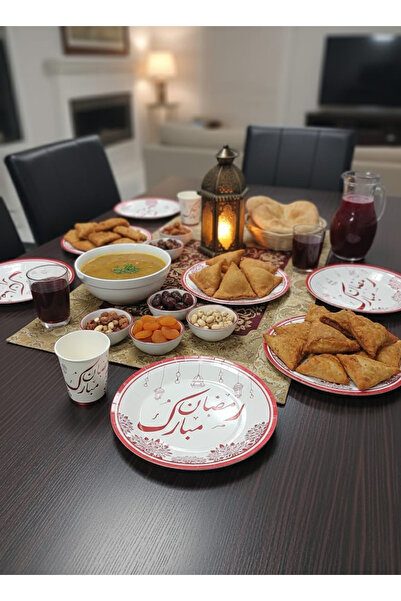 co arma طقم 42 قطعه صحون واكواب ورقية لرمضان، بتصميم رمضان كريم 30 كوب ,12 صحن