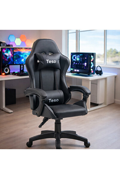 TESO Ergonomic Gaming Chair with Lumbar & Headrest Support – Blue & Black Racing Style Office Chair