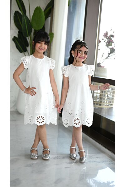 Alesaei-mondo tondo فستان ابيض بناتي 7007