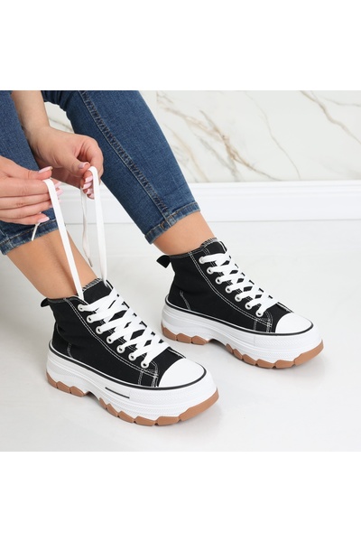 Botinelli Pantofi sport negri pentru femei Faye din material textil, mărimea 37