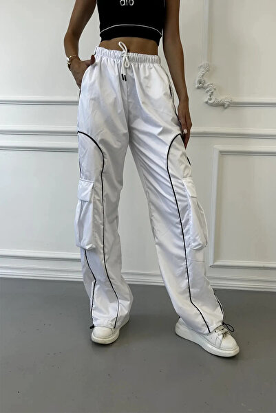 BALİNA Kargo Cep Şeritli Paraşüt Beyaz-THE SOLO